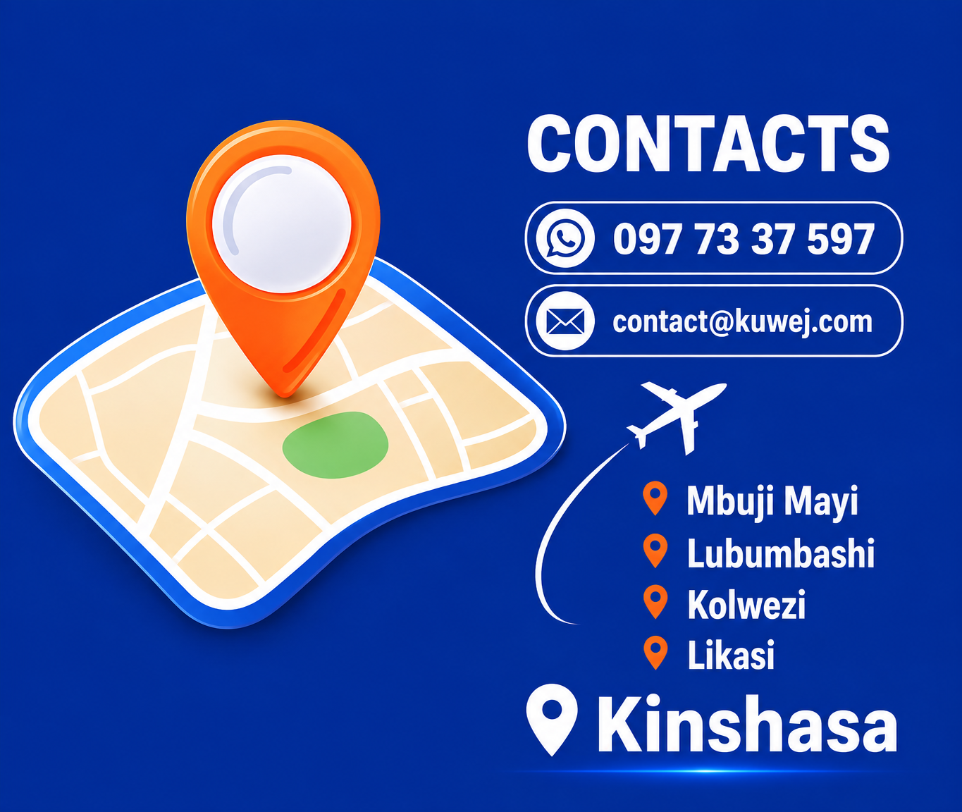 LIVRAISON EXPRESS À KINSHASa Retrouvez-nous à notre boutique Kuwej