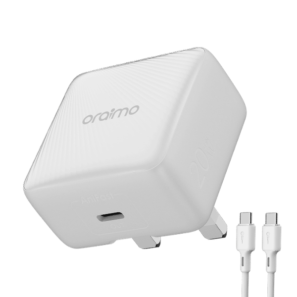 Oraimo PowerCube 20 Chic 20W GaN Wall Charger Kit with Type-C to Type-C Cable Oraimo PowerCube 20 Chic 20W GaN Wall Charger Kit with Type-C to Type-C Cable
