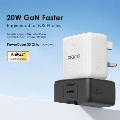Oraimo PowerCube 20 Chic 20W GaN Wall Charger Kit with Type-C to Lightning Cable Oraimo PowerCube 20 Chic 20W GaN Wall Charger Kit with Type-C to Lightning Cable