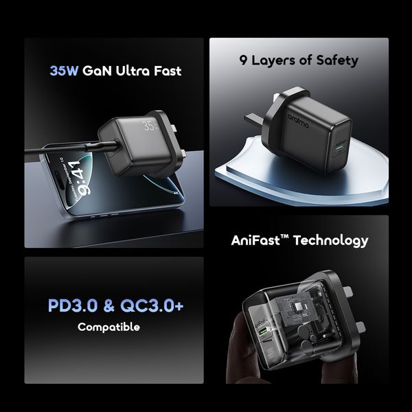 Oraimo PowerGaN 351 35W GaN Ultra Fast Charger Kit Oraimo PowerGaN 351 35W GaN Ultra Fast Charger Kit