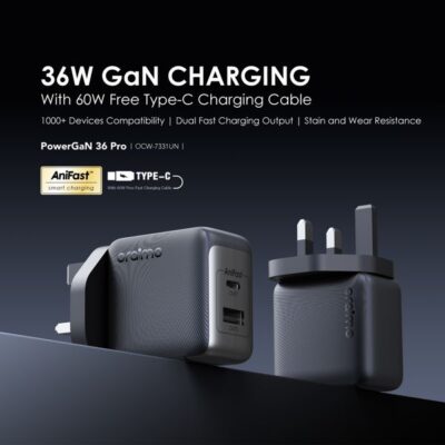 Oraimo PowerGaN 36 Pro 36W Wall Charger Kit Oraimo PowerGaN 36 Pro 36W Wall Charger Kit