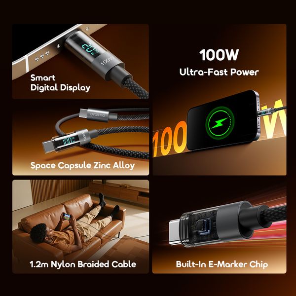 Oraimo DigiLine 100W Type-C to Type-C Data Cable Oraimo DigiLine 100W Type-C to Type-C Data Cable