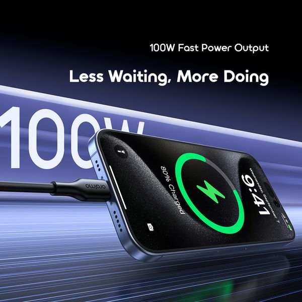 Oraimo RobustLine 100W High‑Speed Durable Type-c to Type-c Data Cable Oraimo RobustLine 100W High‑Speed Durable Type-c to Type-c Data Cable